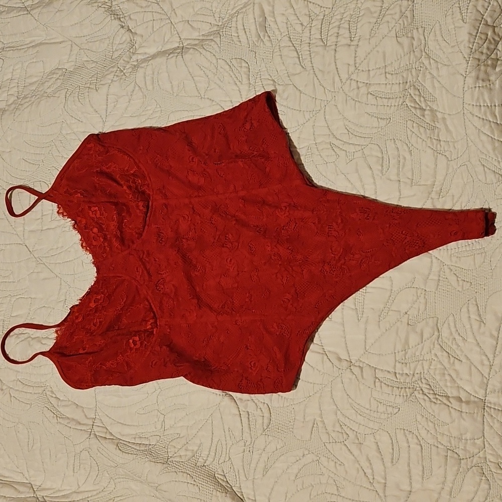 Klassy Network red lace bodysuit